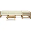 Image de vidaXL Ensemble de salon de jardin 6 pièces avec coussins blanc crème en bambou