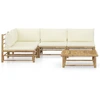 Image de vidaXL Ensemble de salon de jardin 5 pièces avec coussins blanc crème en bambou