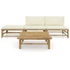 Image de vidaXL Ensemble de salon de jardin 4 pièces avec coussins blanc crème en bambou