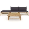 Image de vidaXL Ensemble de salon de jardin 4 pièces avec coussins gris foncé en bambou