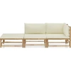 Image de vidaXL Ensemble de salon de jardin 3 pièces avec coussins blanc crème en bambou