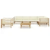 Image de vidaXL Ensemble de salon de jardin 7 pièces avec coussins blanc crème en bambou