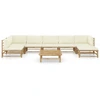 Image de vidaXL Ensemble de salon de jardin 8 pièces avec coussins blanc crème en bambou