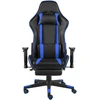 Image de vidaXL Chaise de jeu avec repose-pieds Pivotant Bleu PVC