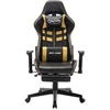 Image de vidaXL Chaise de jeu avec repose-pieds Noir et or similicuir