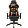 Image de vidaXL Chaise de jeu avec repose-pieds noir et orange similicuir