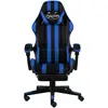 Image de vidaXL Chaise de jeu avec repose-pieds Noir et bleu Similicuir