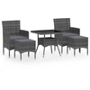 Image de vidaXL Ensemble de jardin 5 pièces Poly rotin et verre trempé Gris