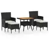 Image de vidaXL Ensemble de jardin 5 pièces Poly rotin & bois massif Acacia noir