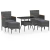 Image de vidaXL Ensemble de jardin 5 pièces Poly rotin et verre trempé Gris