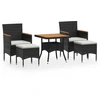 Image de vidaXL Ensemble de jardin 5 pièces Poly rotin & bois massif Acacia noir