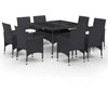 Image de vidaXL Ensemble de jardin 9 pièces Poly rotin et verre Noir