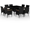 Image de vidaXL Ensemble de jardin 9 pièces Poly rotin et acacia noir