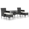 Image de vidaXL Ensemble de jardin 5 pièces Poly rotin et verre trempé Noir