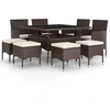 Image de vidaXL Ensemble de jardin 9 pièces Poly rotin brun