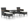 Image de vidaXL Ensemble de jardin 5 pièces Poly rotin et verre trempé Noir