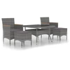 Image de vidaXL Ensemble de jardin 5 pièces Poly rotin et verre trempé Gris