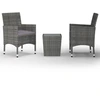 Image de vidaXL Ensemble Bistro 3 pièces Poly rotin et verre trempé Gris
