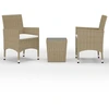 Image de vidaXL Ensemble Bistro 3 pièces Poly rotin et verre trempé Beige