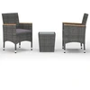 Image de vidaXL Ensemble Bistro 3 pièces Poly rotin et verre trempé Gris