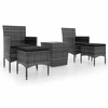 Image de vidaXL Ensemble de jardin bistrot 5 pièces Poly rotin et verre trempé Gris