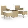 Image de vidaXL Ensemble de jardin bistrot 5 pièces Poly rotin et verre trempé Beige