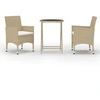 Image de vidaXL Ensemble Bistro 3 pièces Poly rotin et verre trempé Beige