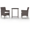 Image de vidaXL Ensemble Bistro 3 pièces Poly rotin et verre trempé Marron