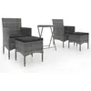 Image de vidaXL Ensemble de jardin bistrot 5 pièces Poly rotin et verre trempé Gris