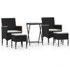 Image de vidaXL Ensemble de jardin bistrot 5 pièces poly rotin et verre trempé noir