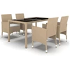 Image de vidaXL Ensemble de jardin 5 pièces Poly rotin et verre trempé Beige