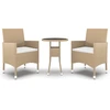 Image de vidaXL Ensemble de jardin 3 pièces Poly rotin Beige