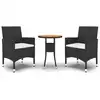 Image de vidaXL Ensemble de jardin 3 pièces Poly rotin noir