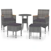 Image de vidaXL 5-tlg. Set de salon de jardin Poly Rattan Grau