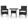 Image de vidaXL Ensemble de jardin 3 pièces Poly rotin noir
