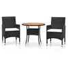 Image de vidaXL Ensemble de jardin 3 pièces Poly rotin noir
