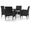 Image de vidaXL Ensemble de jardin 5 pièces Poly rotin noir