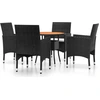 Image de vidaXL Ensemble de jardin 5 pièces Poly rotin noir