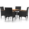 Image de vidaXL Ensemble de jardin 5 pièces Poly rotin noir