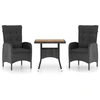 Image de vidaXL Ensemble de jardin 3 pièces Poly rotin et bois d'acacia Noir