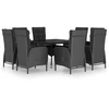 Image de vidaXL Ensemble de jardin 9 pièces Poly rotin et verre Noir