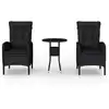 Image de vidaXL Ensemble de jardin bistrot 3 pièces Poly rotin noir