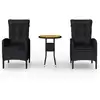 Image de vidaXL Ensemble de jardin bistrot 3 pièces Poly rotin noir