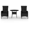 Image de vidaXL Ensemble de jardin bistrot 3 pièces Poly rotin noir
