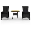 Image de vidaXL Ensemble de jardin bistrot 3 pièces Poly rotin noir