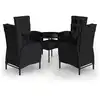 Image de vidaXL Ensemble de jardin bistrot 5 pièces Poly rotin noir