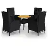 Image de vidaXL Ensemble de jardin bistrot 5 pièces Poly rotin noir