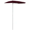 Image de vidaXL Demi-parasol avec mât 180x90 cm rouge bordeaux