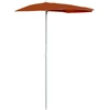 Image de vidaXL Demi-parasol avec mât 180x90 cm rouge terracotta