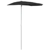 Image de vidaXL Demi-parasol avec mât 180x90 cm noir